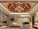 Avikalp MWZ3449 Red Cream Flowers HD Wallpaper for Ceiling