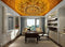 Avikalp MWZ3450 Golden Orange Flower Mandala Design HD Wallpaper for Ceiling