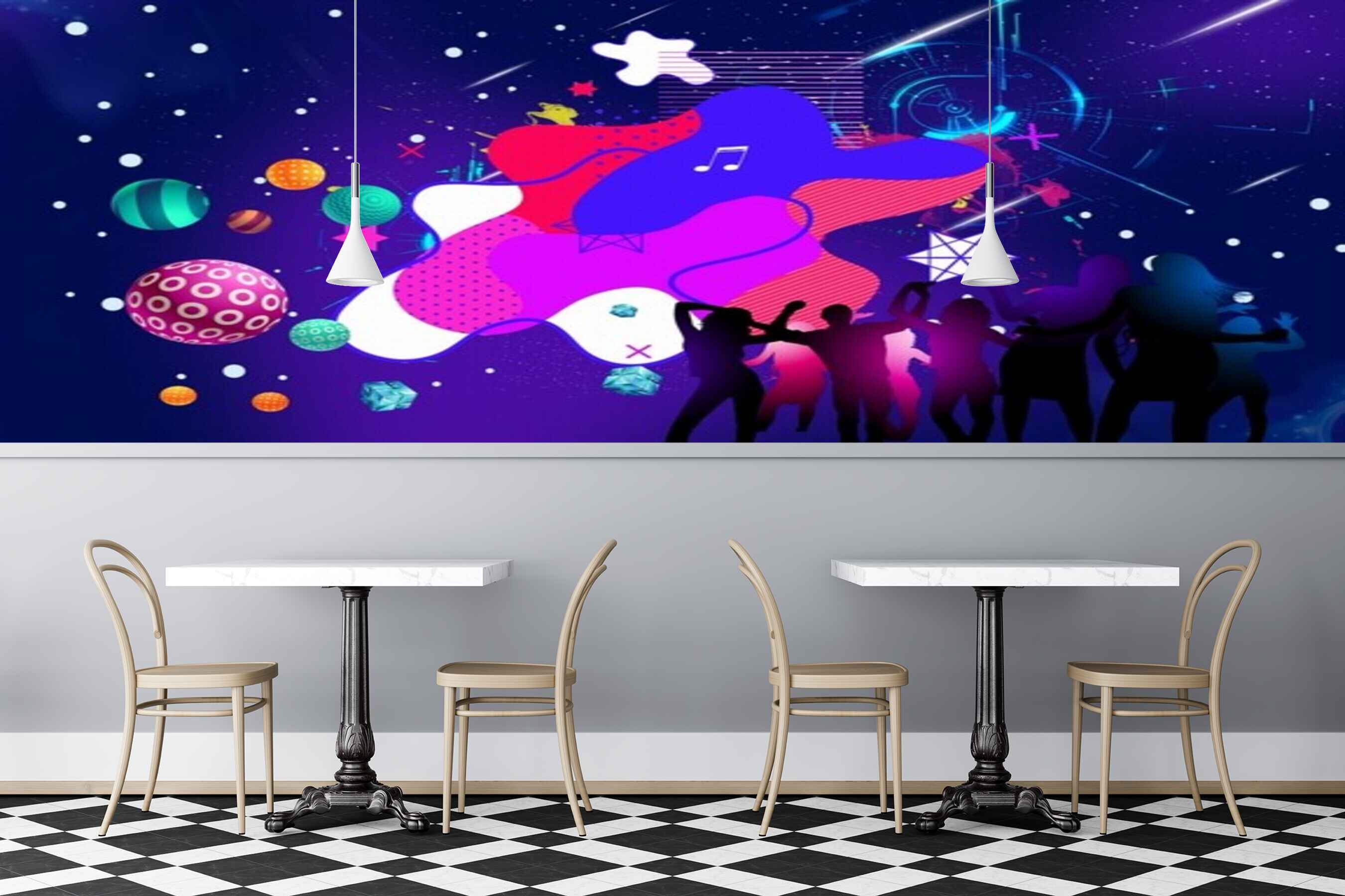 Avikalp MWZ3466 Music Singer Instrument Players Bubbles HD Wallpaper for Disco Club Karaoke