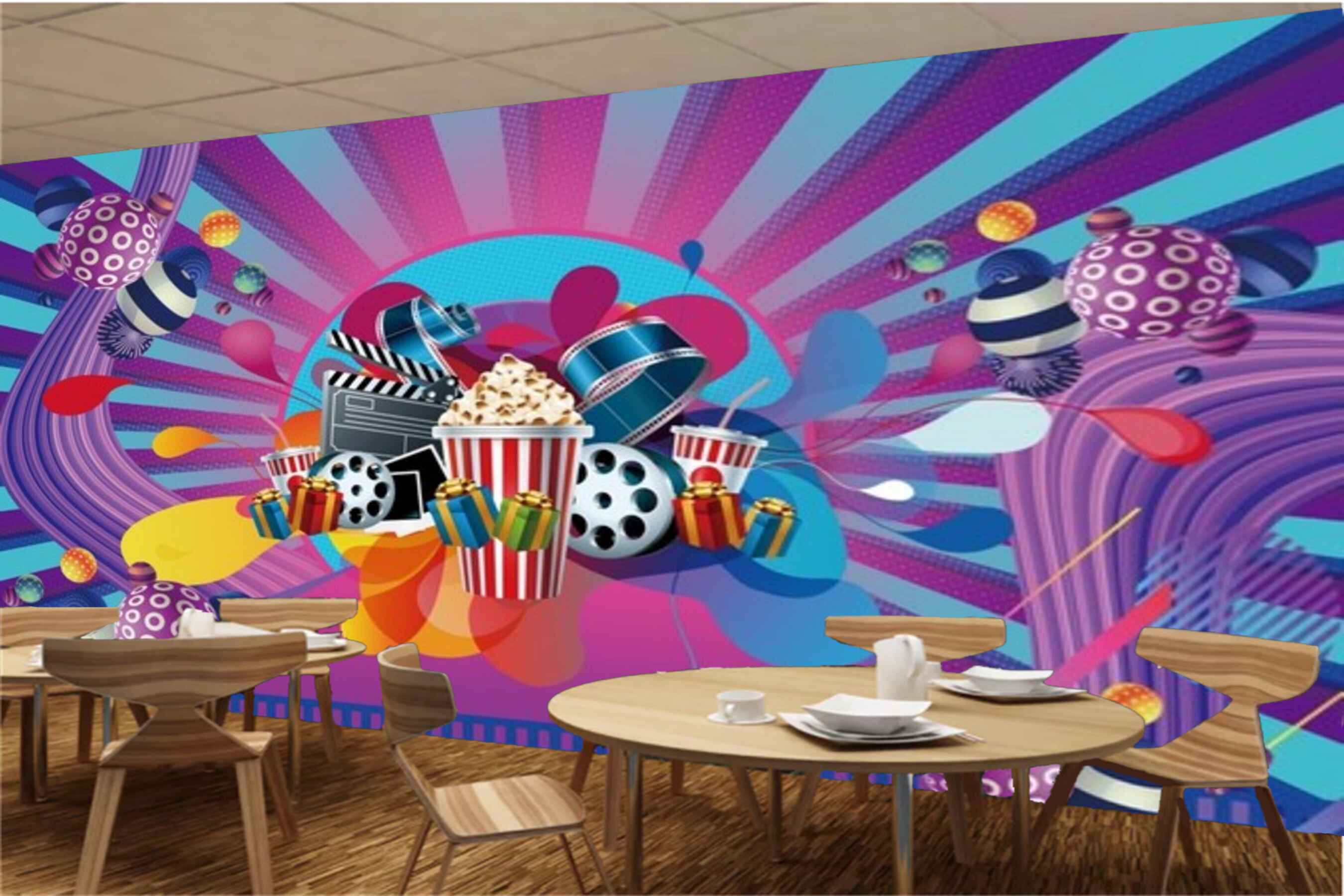 Avikalp MWZ3469 Musical Instruments Bubbles Popcorn Gifts HD Wallpaper for Disco Club Karaoke