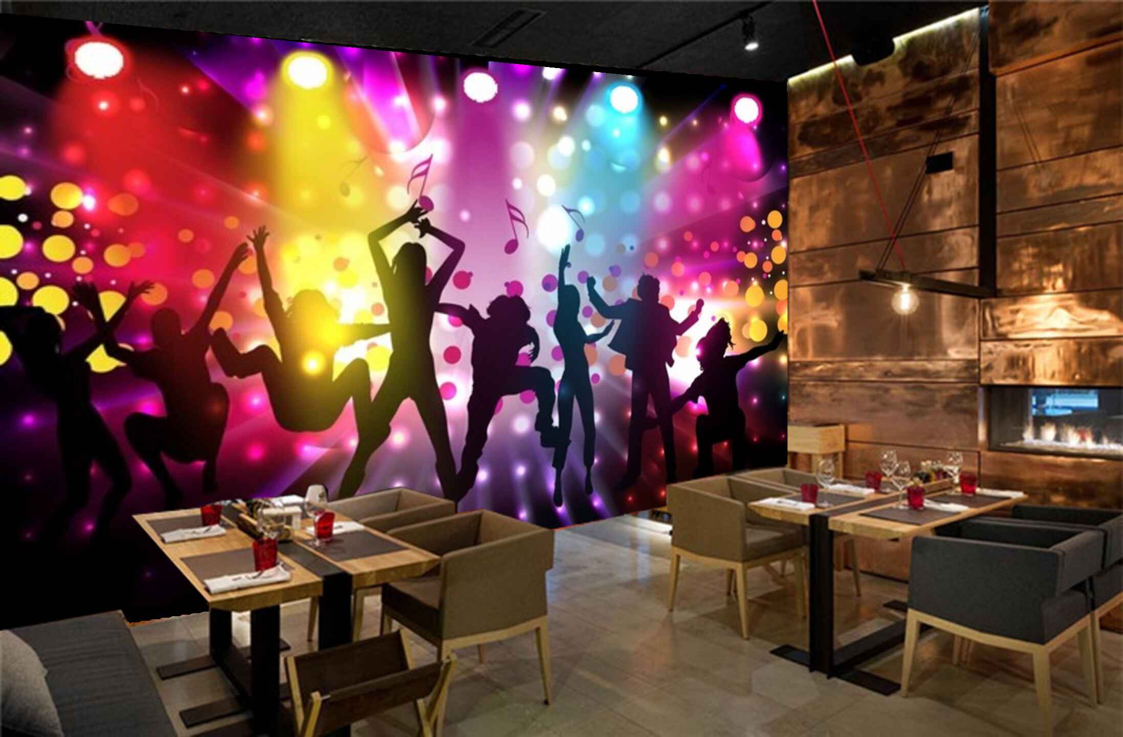 Avikalp MWZ3475 Lights Music Singers Bubbles HD Wallpaper for Disco Club Karaoke