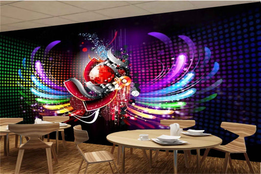 Avikalp MWZ3477 Pink Blue Green Music Lights HD Wallpaper for Disco Club Karaoke
