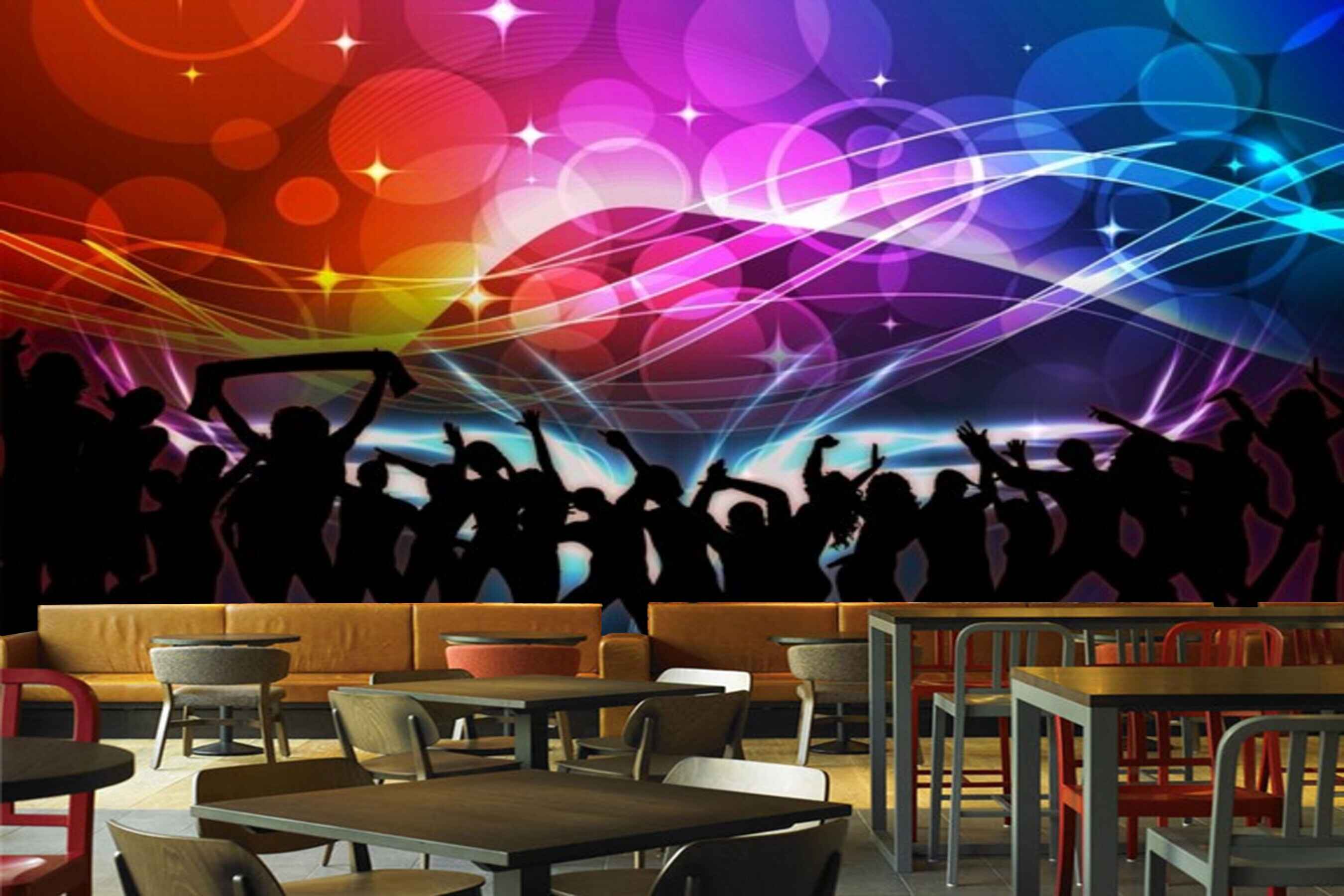 Avikalp MWZ3481 Music Dancing Rainbow Waves HD Wallpaper for Disco Club Karaoke