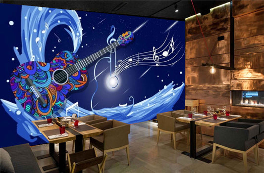 Avikalp MWZ3482 Guitar Music Signs Waves HD Wallpaper for Disco Club Karaoke