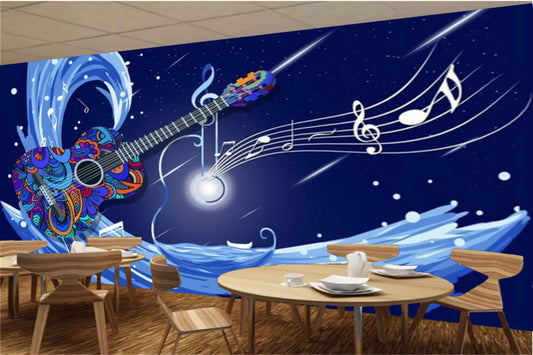 Avikalp MWZ3482 Guitar Music Signs Waves HD Wallpaper for Disco Club Karaoke