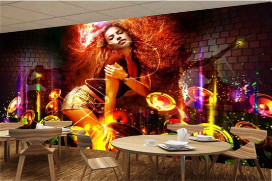Avikalp MWZ3485 Musical Instruments Girl Dj HD Wallpaper for Disco Club Karaoke