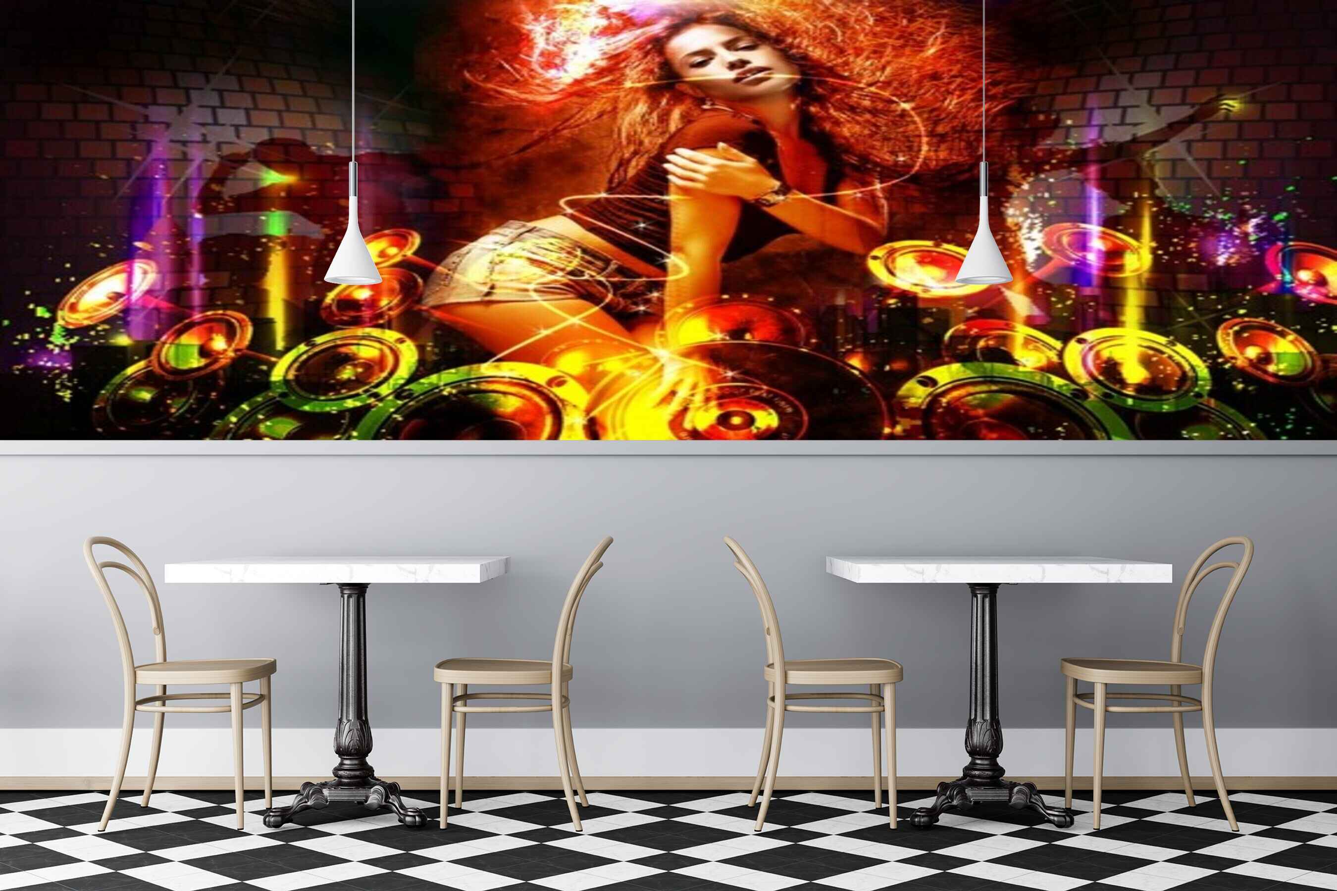 Avikalp MWZ3485 Musical Instruments Girl Dj HD Wallpaper for Disco Club Karaoke