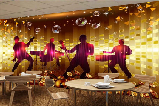 Avikalp MWZ3487 Young Boys Sings Musical Instruments HD Wallpaper for Disco Club Karaoke