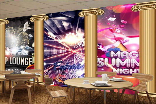 Avikalp MWZ3493 Music Magic Summer Nights HD Wallpaper for Disco Club Karaoke
