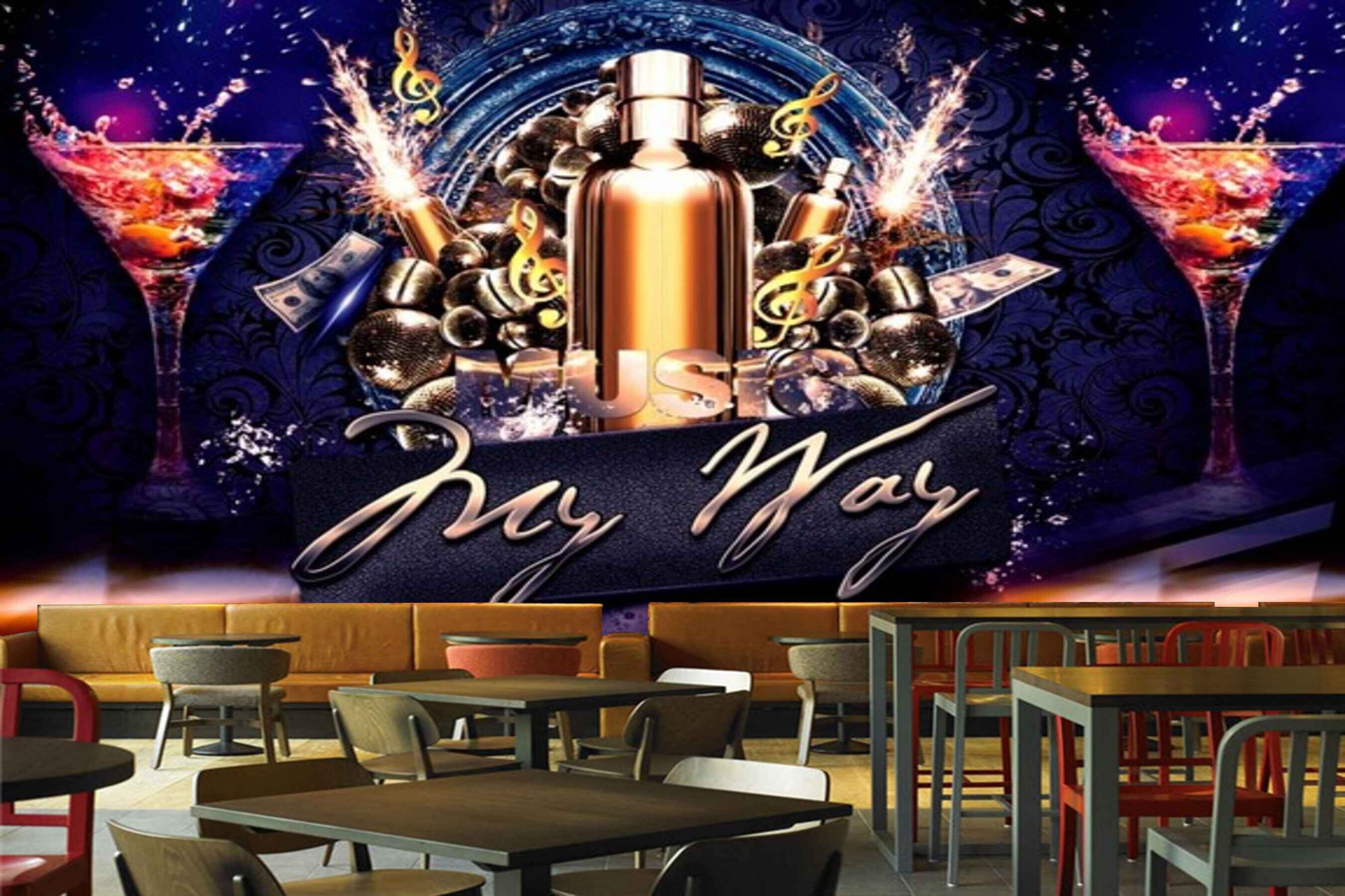 Avikalp MWZ3494 My Day Music Instruments Drinks Wine HD Wallpaper for Disco Club Karaoke
