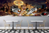 Avikalp MWZ3495 Music Mics Golden Design HD Wallpaper for Disco Club Karaoke