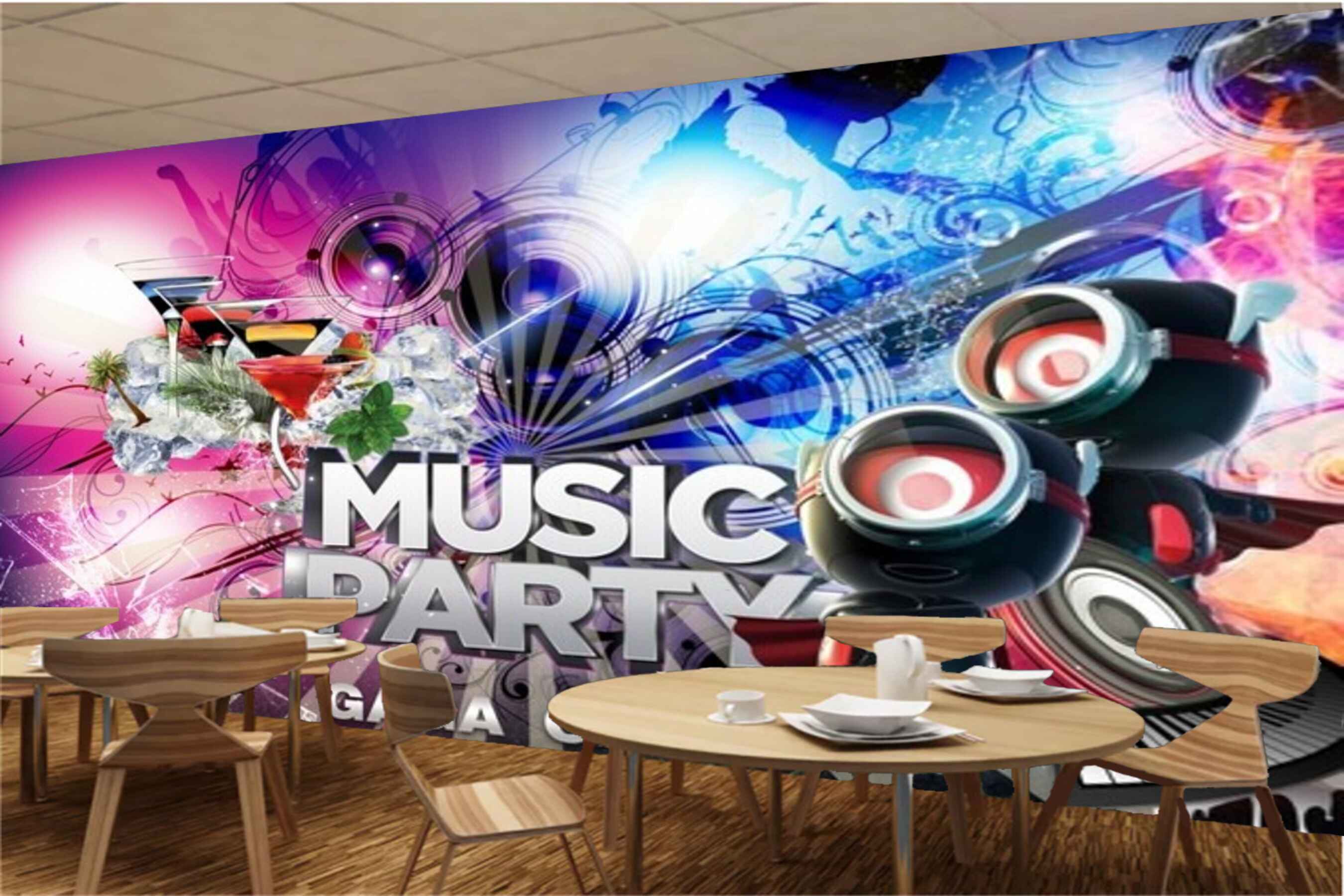 Avikalp MWZ3498 Music Party Gaga Club HD Wallpaper for Disco Club Karaoke