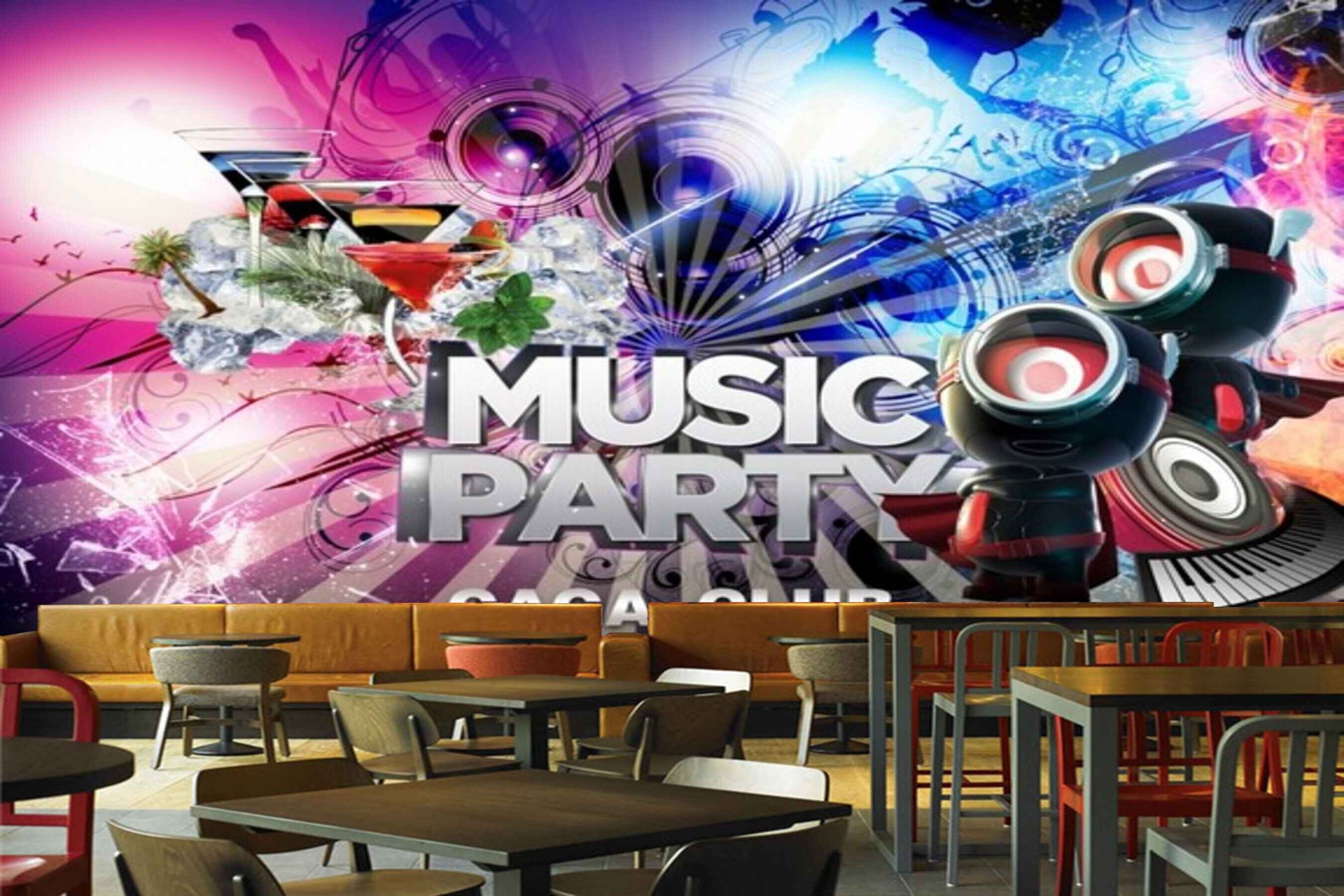 Avikalp MWZ3498 Music Party Gaga Club HD Wallpaper for Disco Club Karaoke