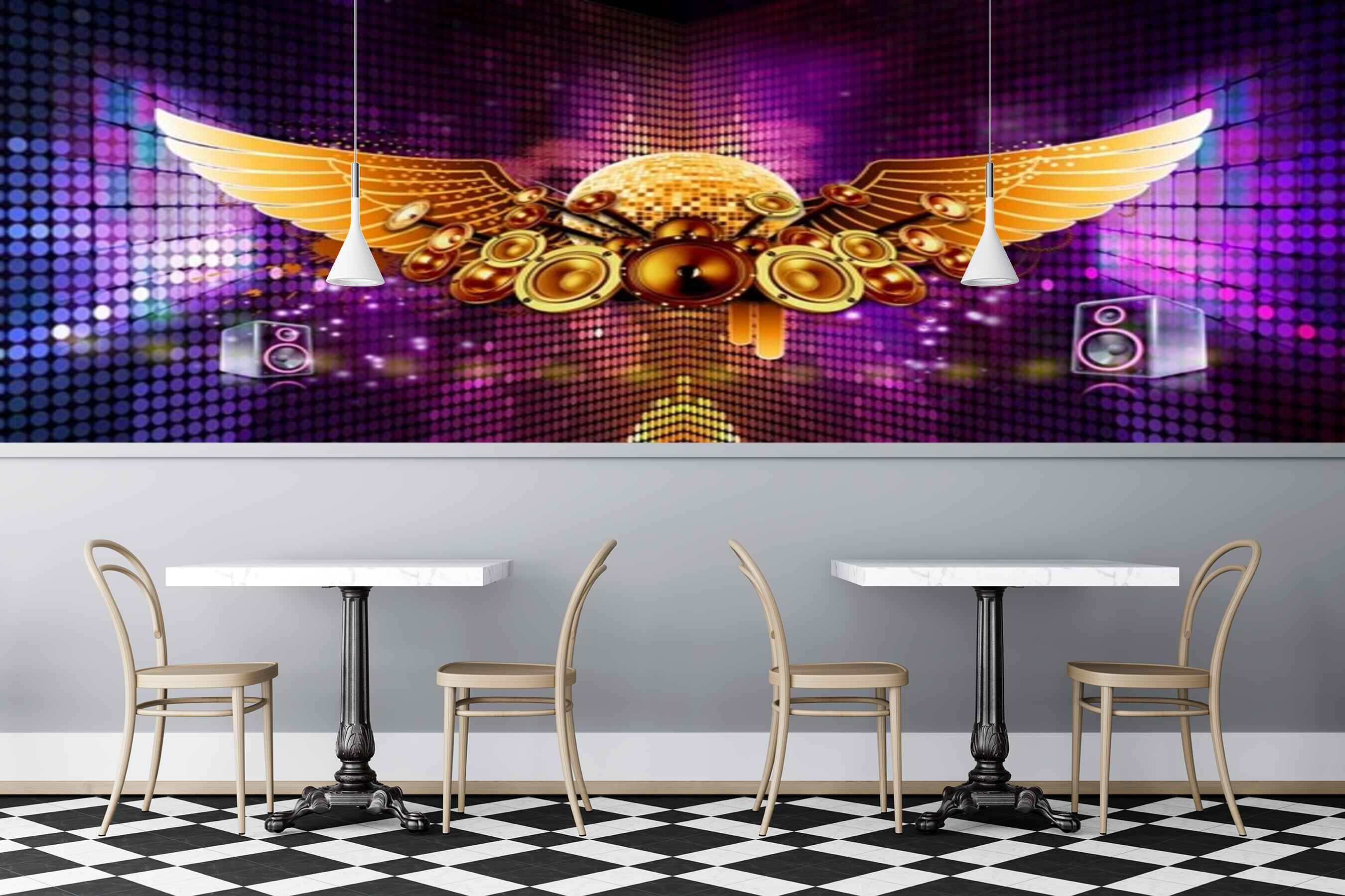 Avikalp MWZ3504 Golden Music Mic Sets Speakers HD Wallpaper for Disco Club Karaoke