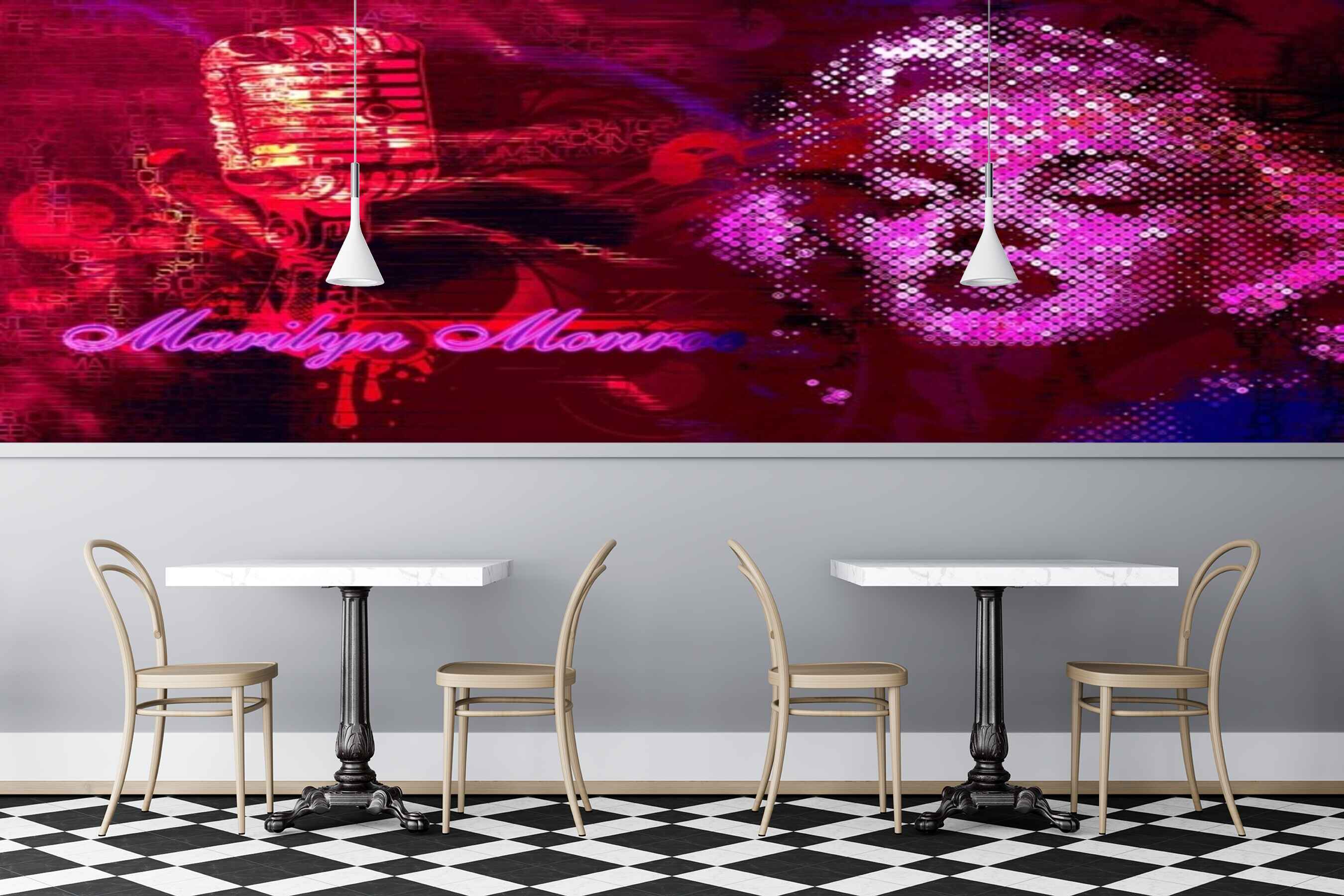Avikalp MWZ3507 Marilyn Music Girl Red Mic HD Wallpaper for Disco Club Karaoke
