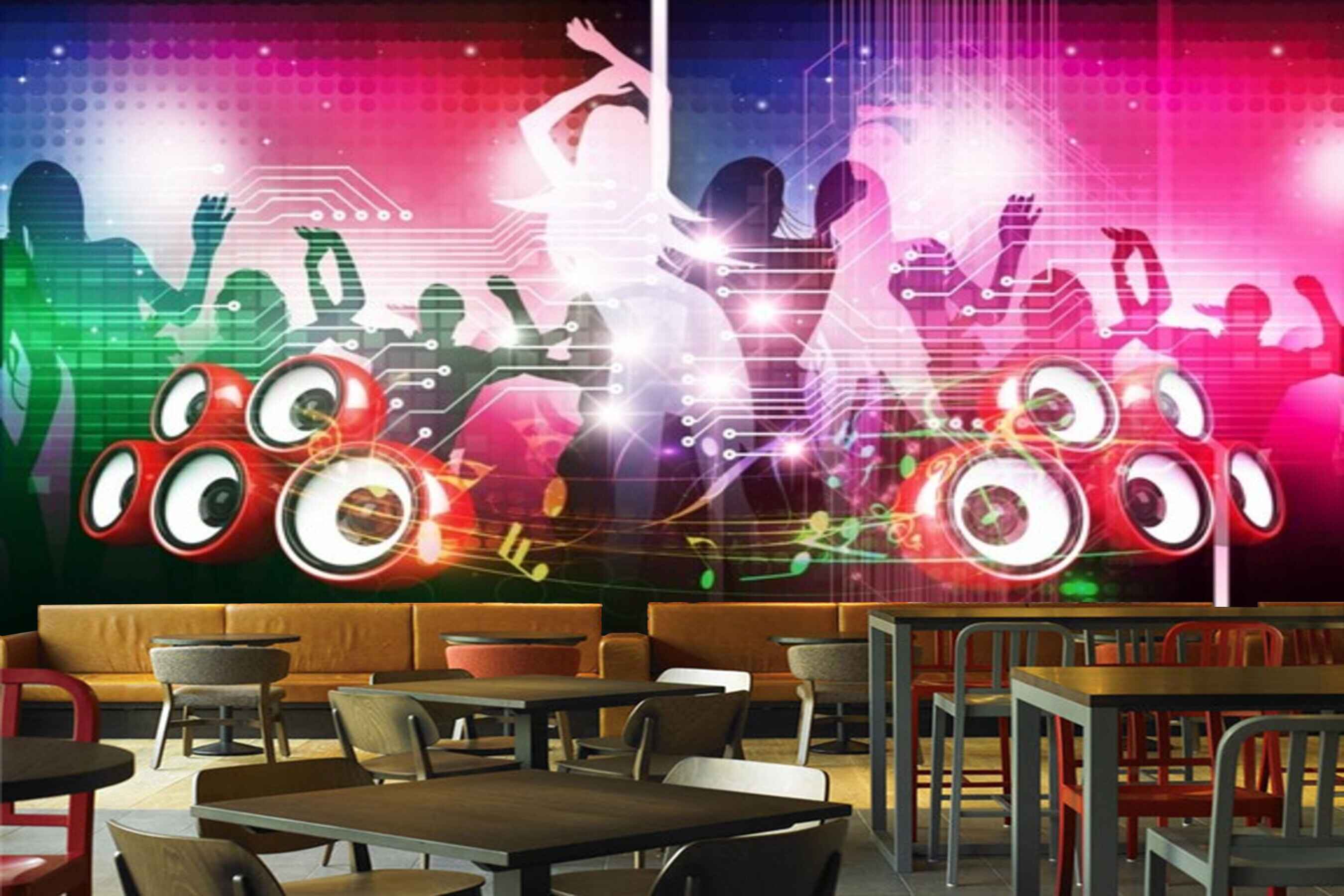 Avikalp MWZ3511 Singers Dancers Music Instruments HD Wallpaper for Disco Club Karaoke