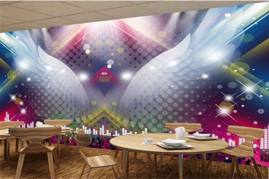 Avikalp MWZ3514 Eagle White Wings Buildings Music HD Wallpaper for Disco Club Karaoke