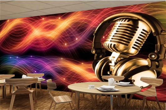 Avikalp MWZ3517 Mic Headphones Music Waves HD Wallpaper for Disco Club Karaoke