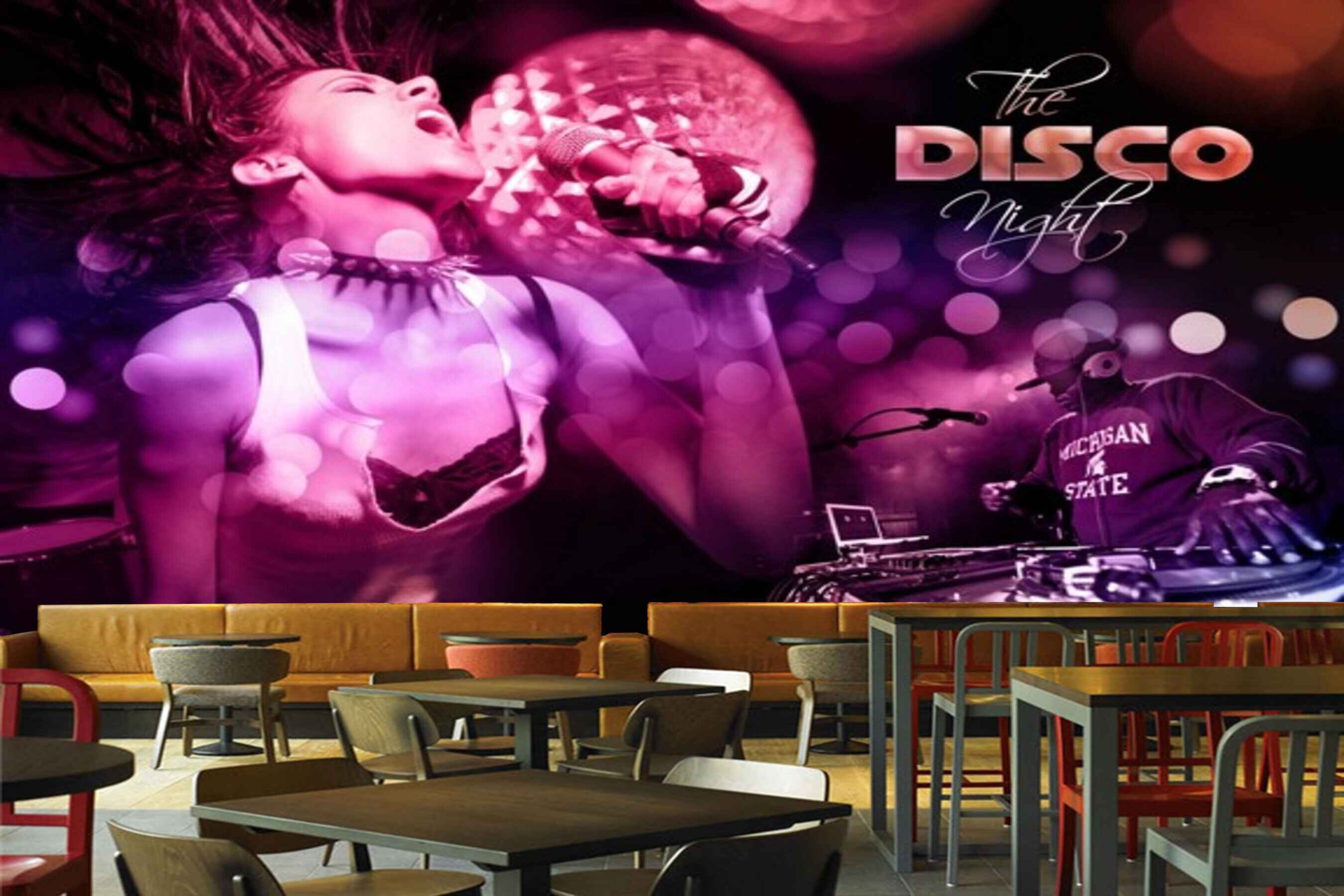 Avikalp MWZ3518 Music Dance Night Girl Singing HD Wallpaper for Disco Club Karaoke