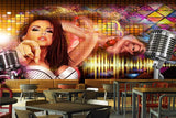 Avikalp MWZ3519 Music Mic Girl Lightings HD Wallpaper for Disco Club Karaoke