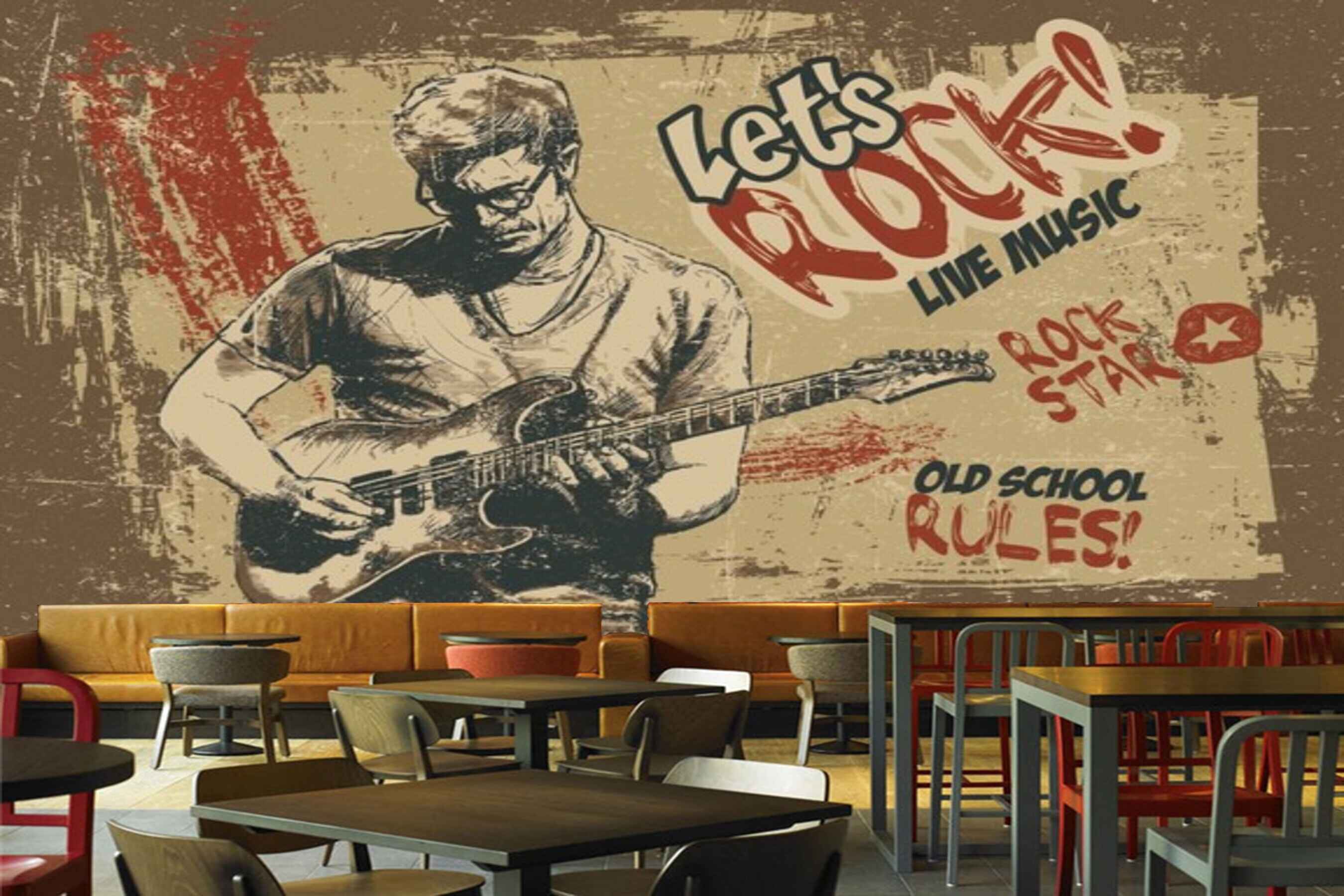 Avikalp MWZ3522 Rock Music Live School Guitar Playing Boy HD Wallpaper for Disco Club Karaoke