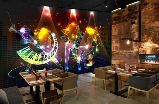 Avikalp MWZ3526 Singing Girls Musical Instruments Signs HD Wallpaper for Disco Club Karaoke