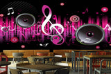 Avikalp MWZ3527 Pink Black Musical Signs Mics HD Wallpaper for Disco Club Karaoke