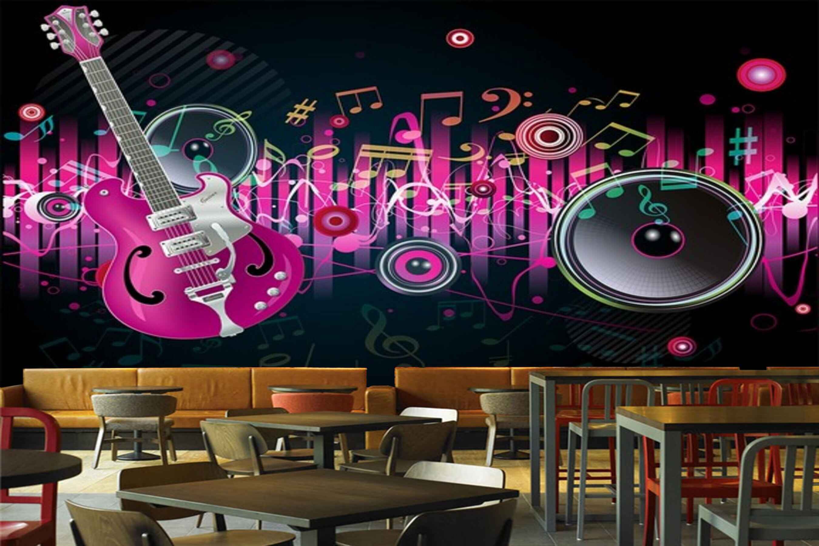 Avikalp MWZ3528 Guitar Musical Signs Instruments HD Wallpaper for Disco Club Karaoke