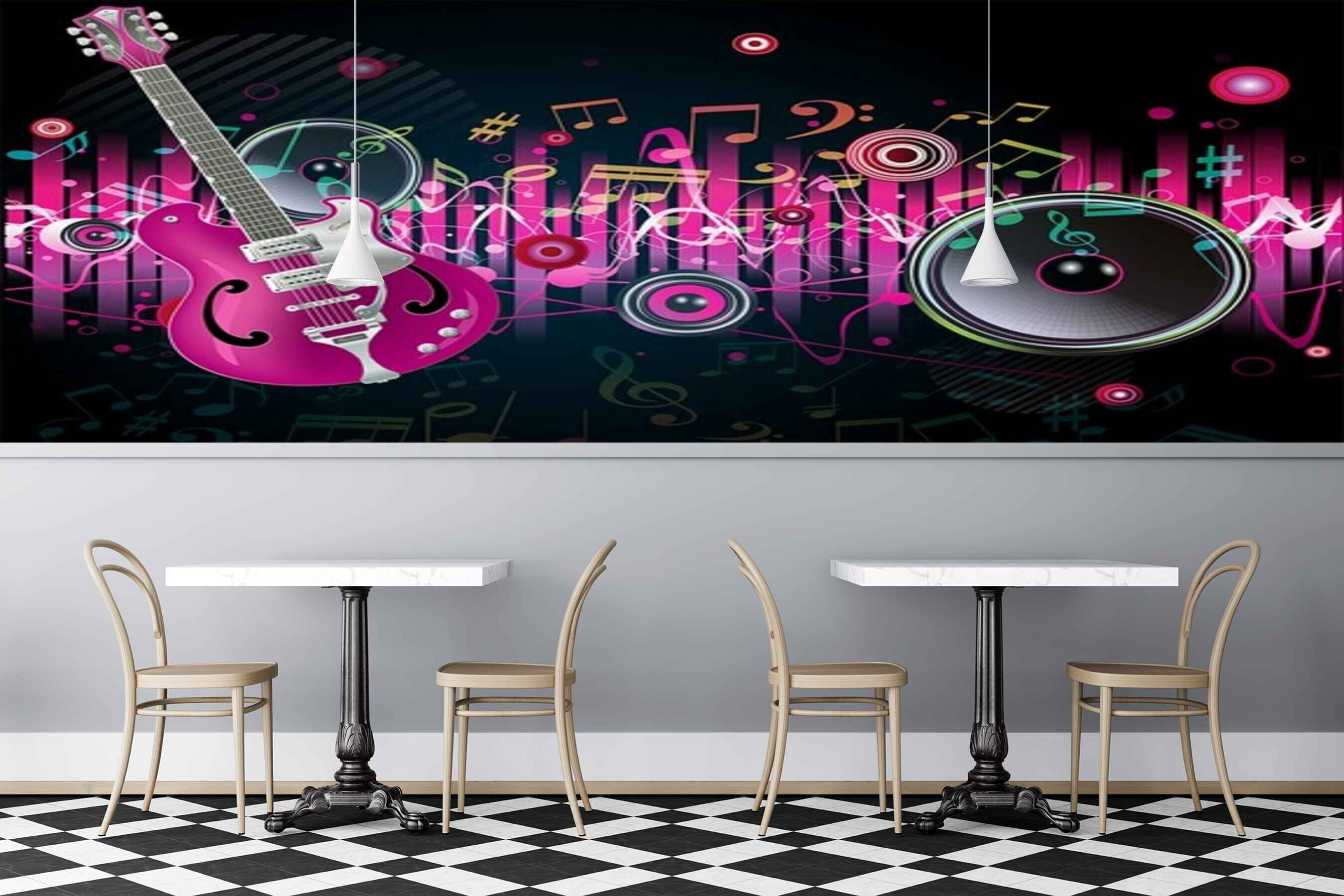Avikalp MWZ3528 Guitar Musical Signs Instruments HD Wallpaper for Disco Club Karaoke