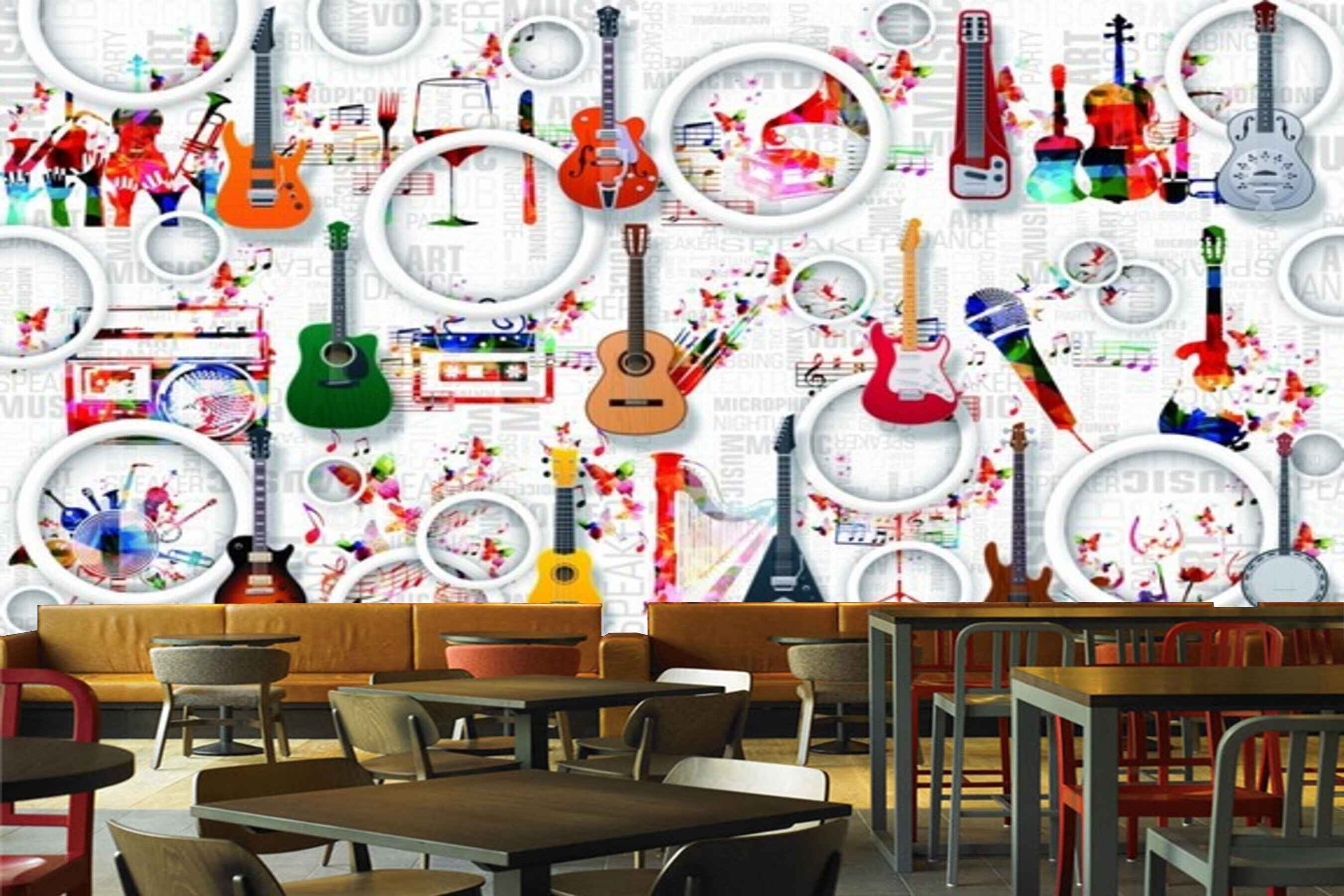Avikalp MWZ3539 Guitars Mic Musical Instruments HD Wallpaper for Disco Club Karaoke