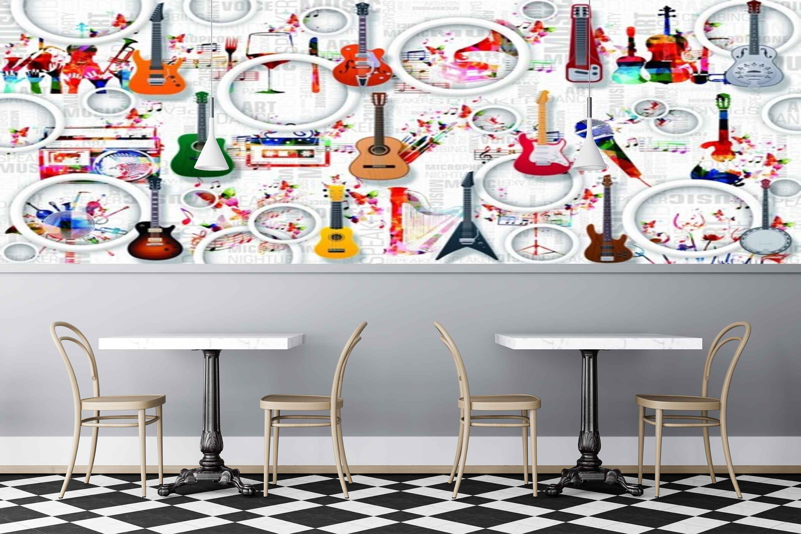 Avikalp MWZ3539 Guitars Mic Musical Instruments HD Wallpaper for Disco Club Karaoke