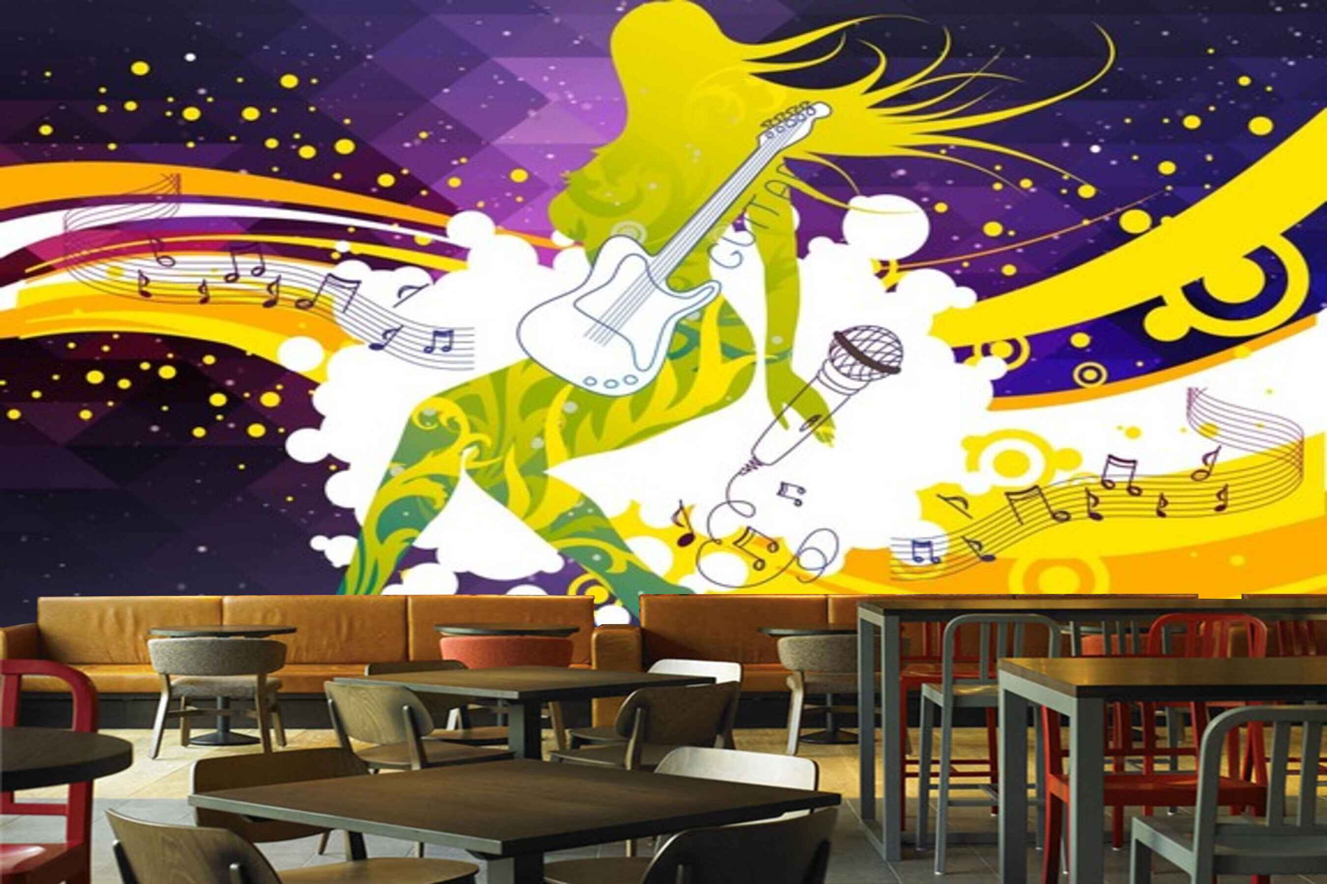 Avikalp MWZ3541 Musical Instruments Singers Signs HD Wallpaper for Disco Club Karaoke
