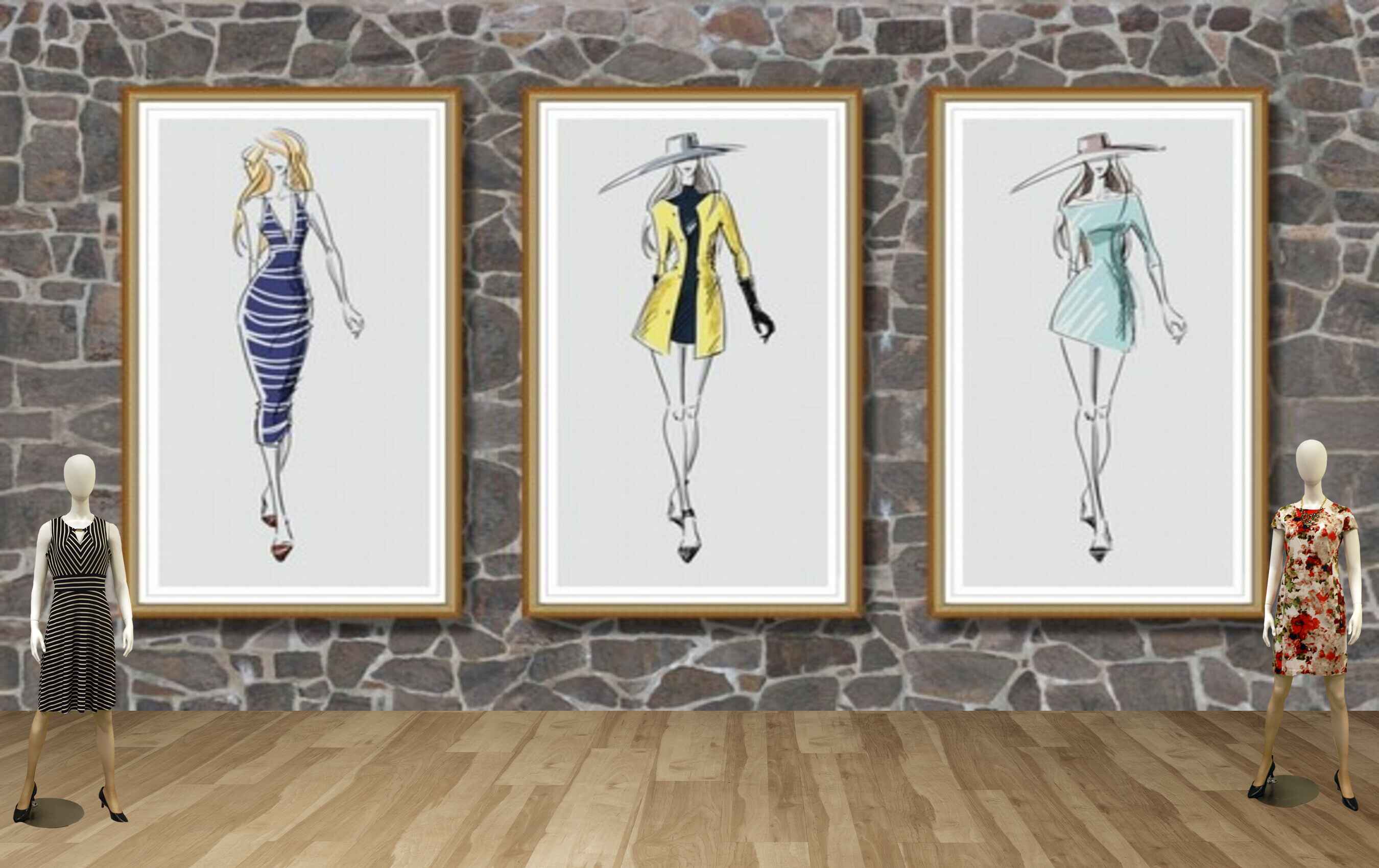 Avikalp MWZ3546 Girls Fashion Designers HD Wallpaper for Fashion Boutique