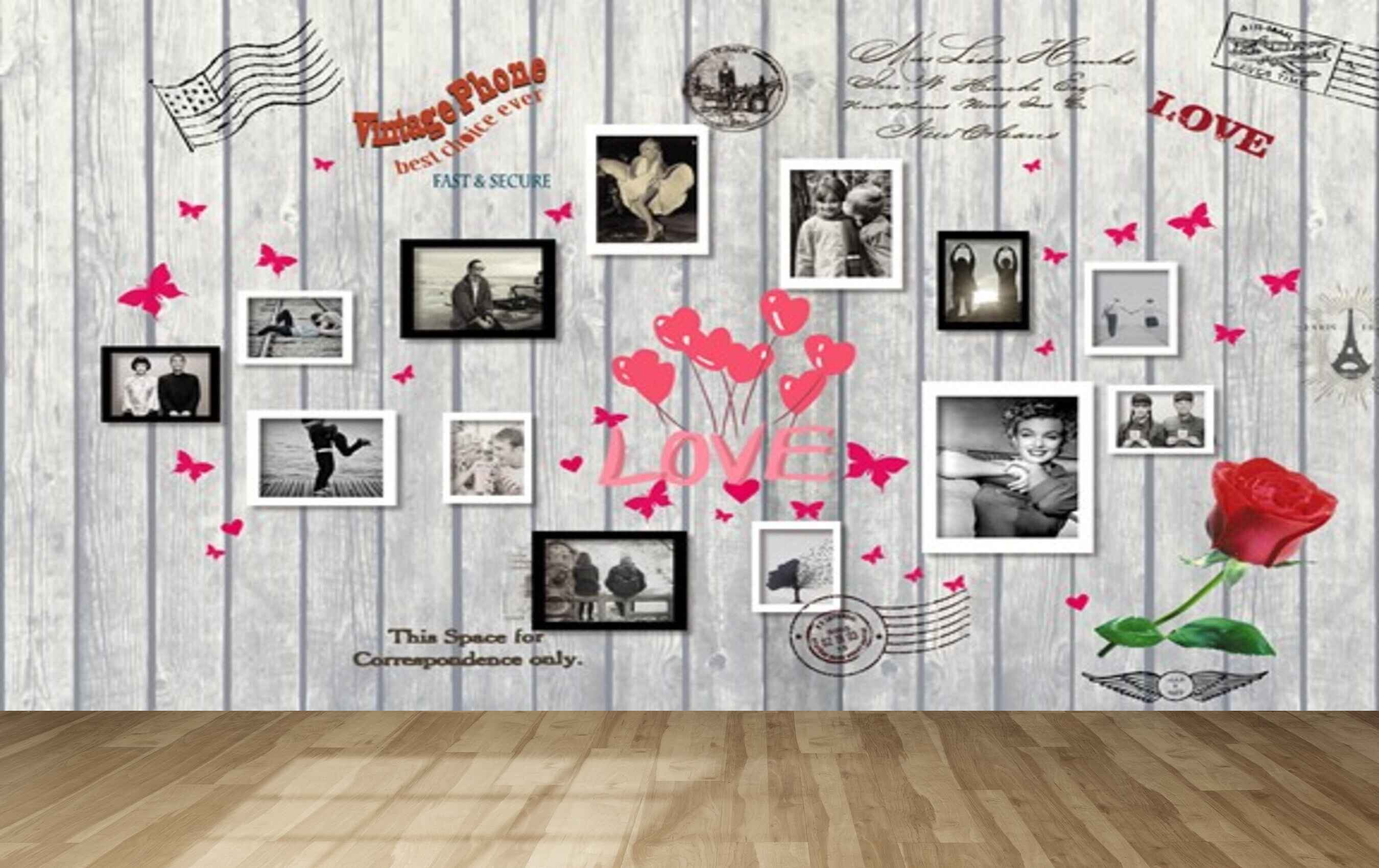 Avikalp MWZ3551 Photo Frames Vintage Love Roses HD Wallpaper for Fashion Boutique