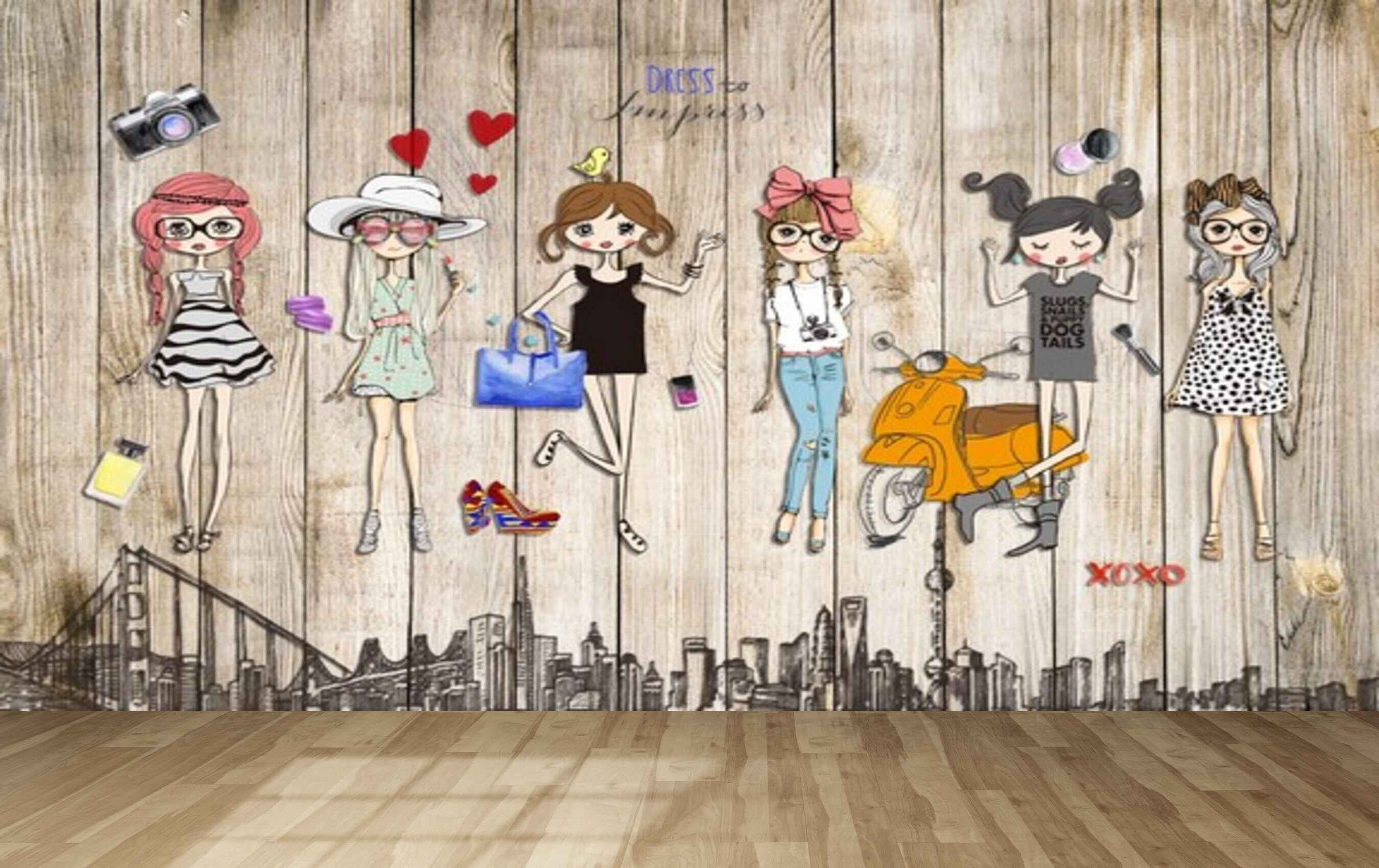 Avikalp MWZ3555 Designing Girls Fashion Scooty HD Wallpaper for Fashion Boutique