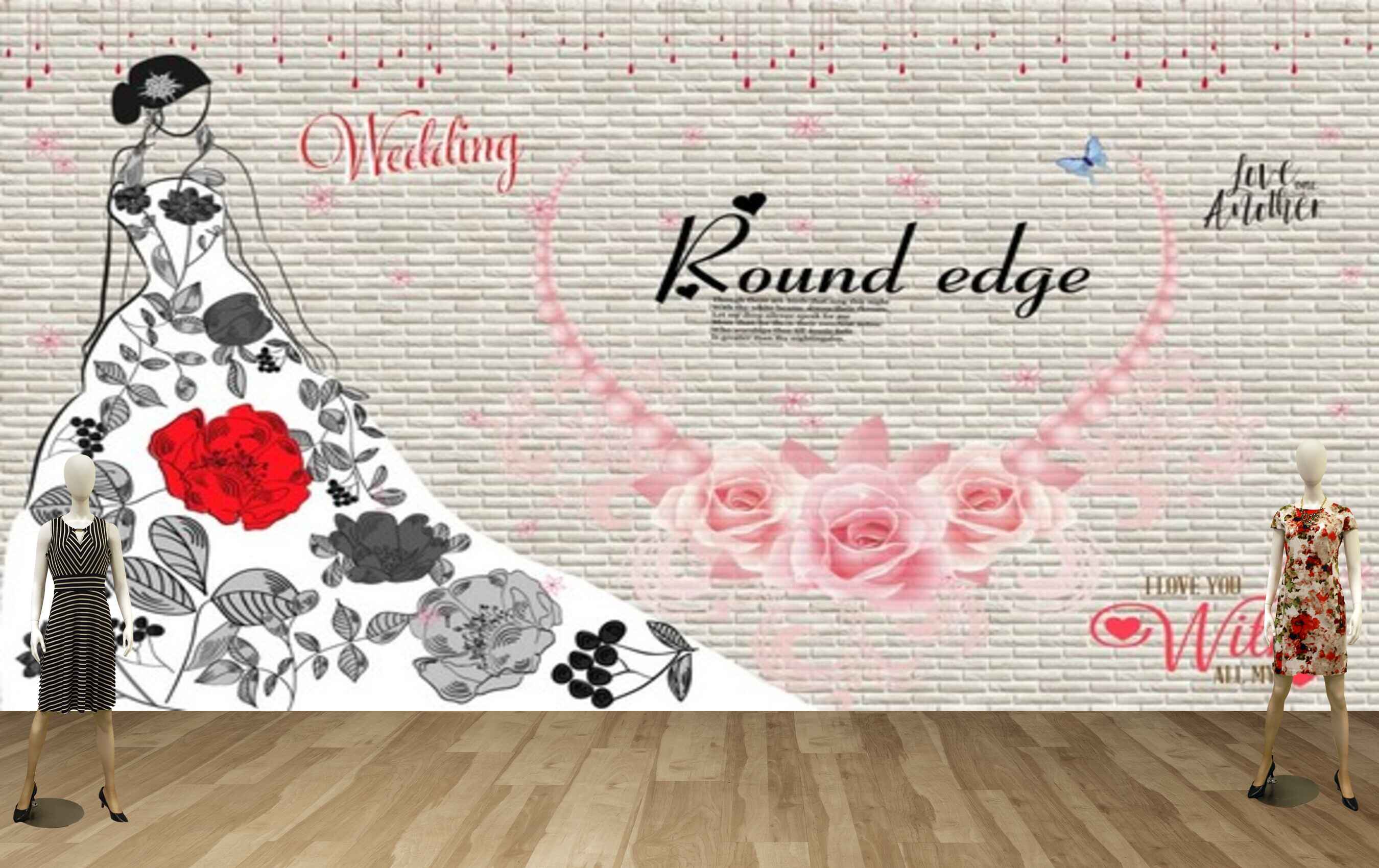 Avikalp MWZ3566 Dresses Wedding Round Edge HD Wallpaper for Fashion Boutique