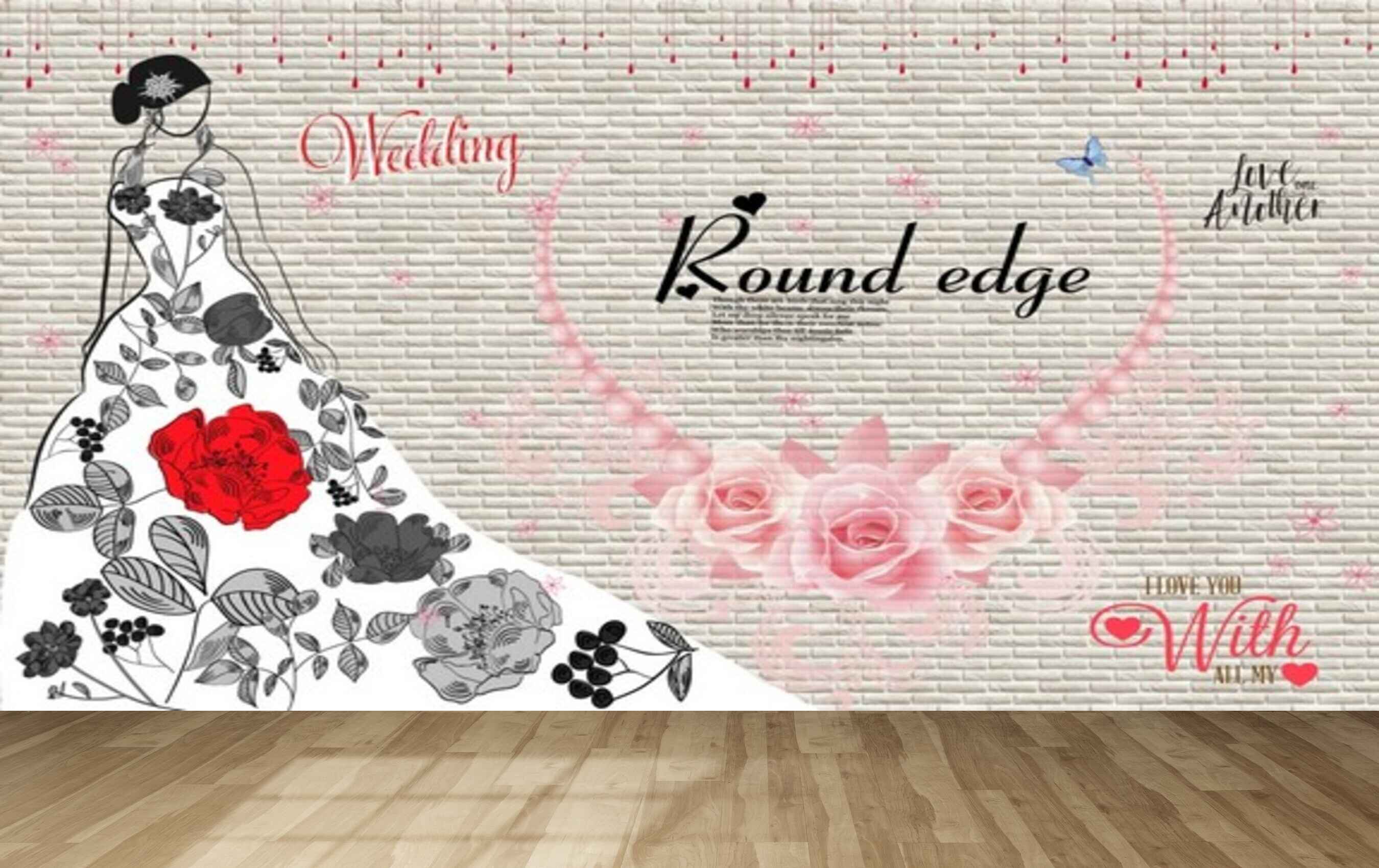 Avikalp MWZ3566 Dresses Wedding Round Edge HD Wallpaper for Fashion Boutique