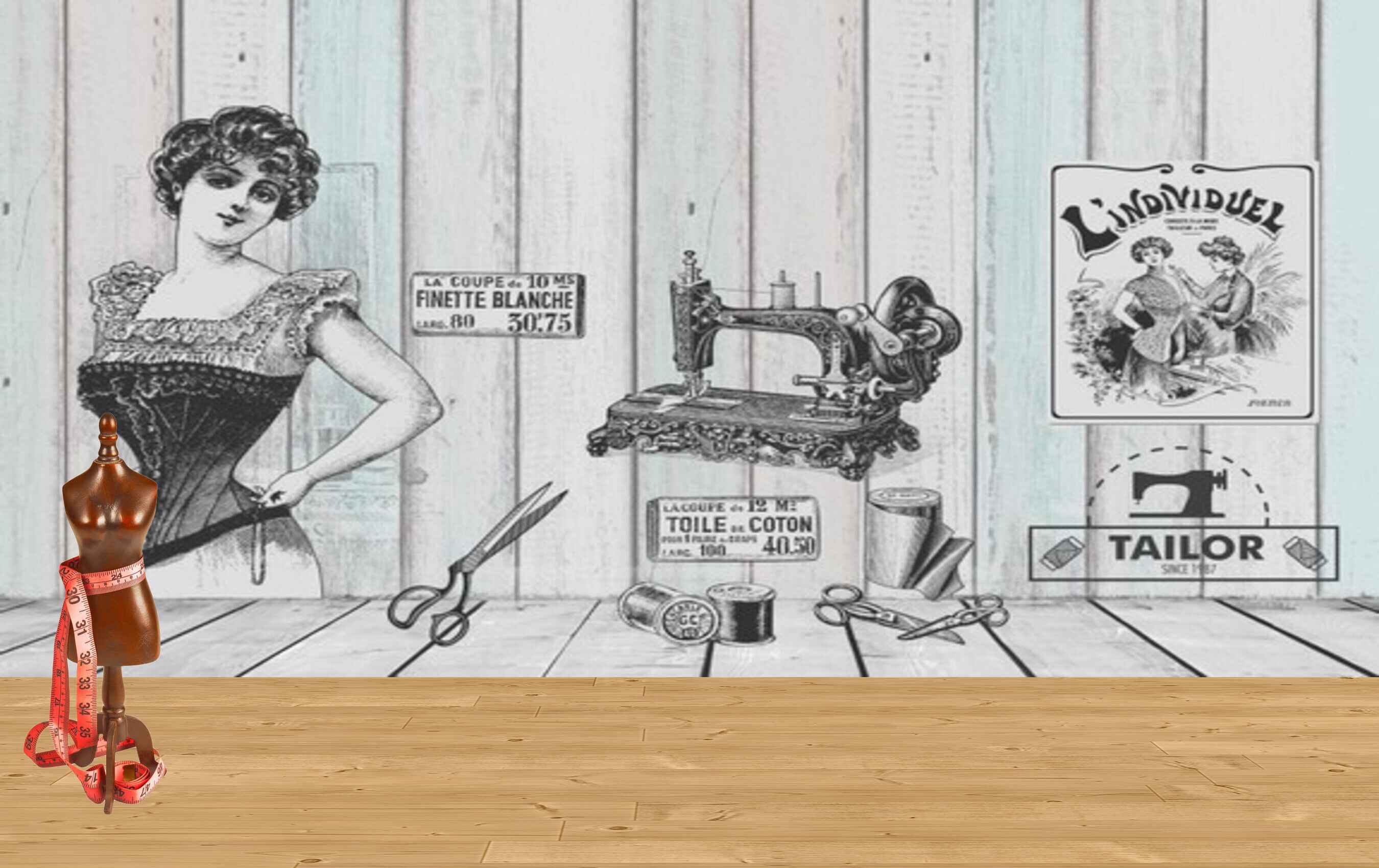 Avikalp MWZ3568 Tailors Clothes Scissors Machine HD Wallpaper for Fashion Boutique