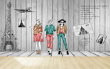 Avikalp MWZ3571 Fashion Girls Eiffel Tower Photo Frames HD Wallpaper for Fashion Boutique