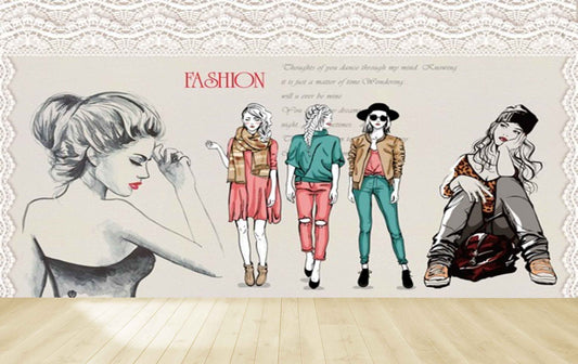Avikalp MWZ3574 Fashion Clothes Girls HD Wallpaper for Fashion Boutique