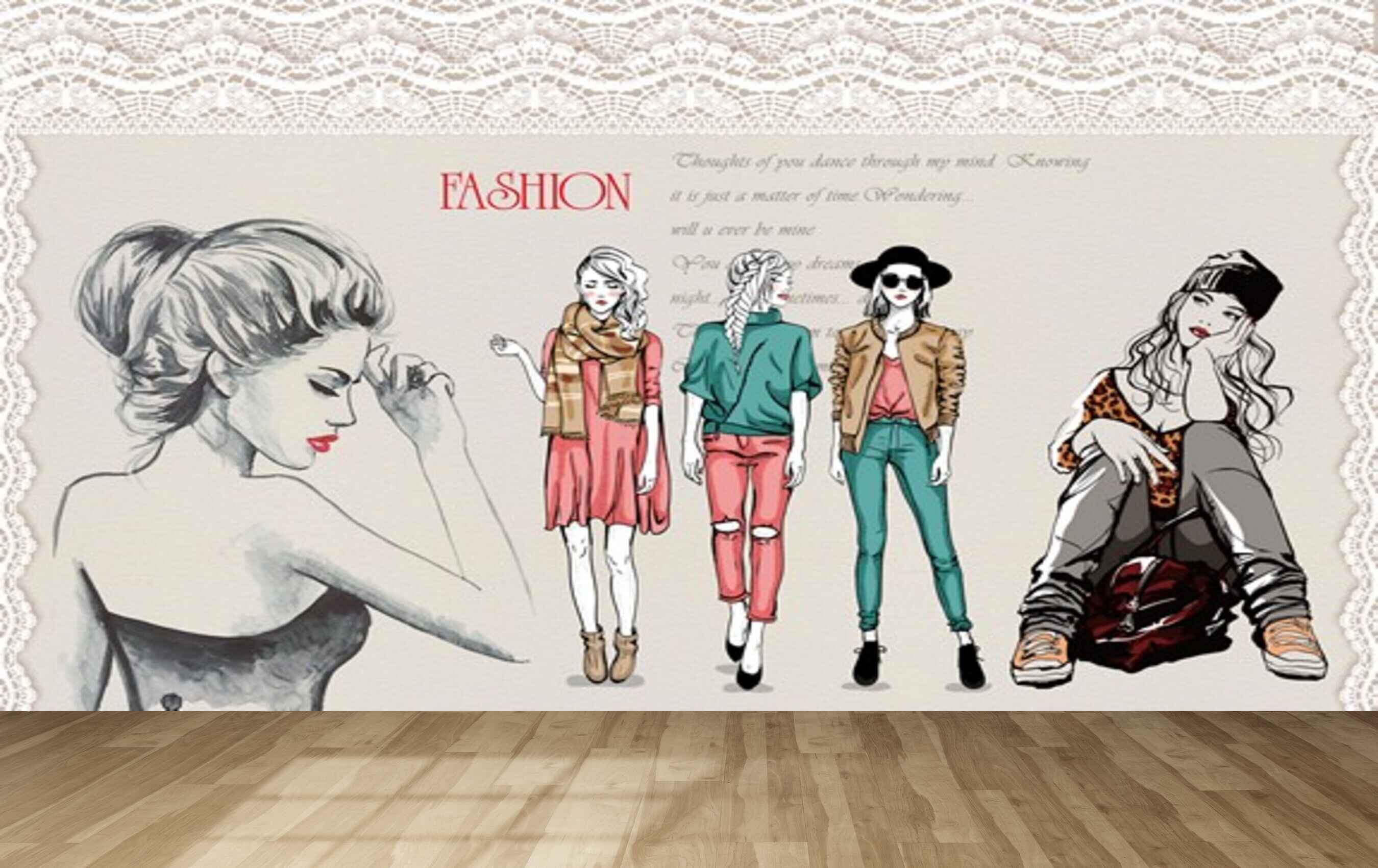 Avikalp MWZ3574 Fashion Clothes Girls HD Wallpaper for Fashion Boutique