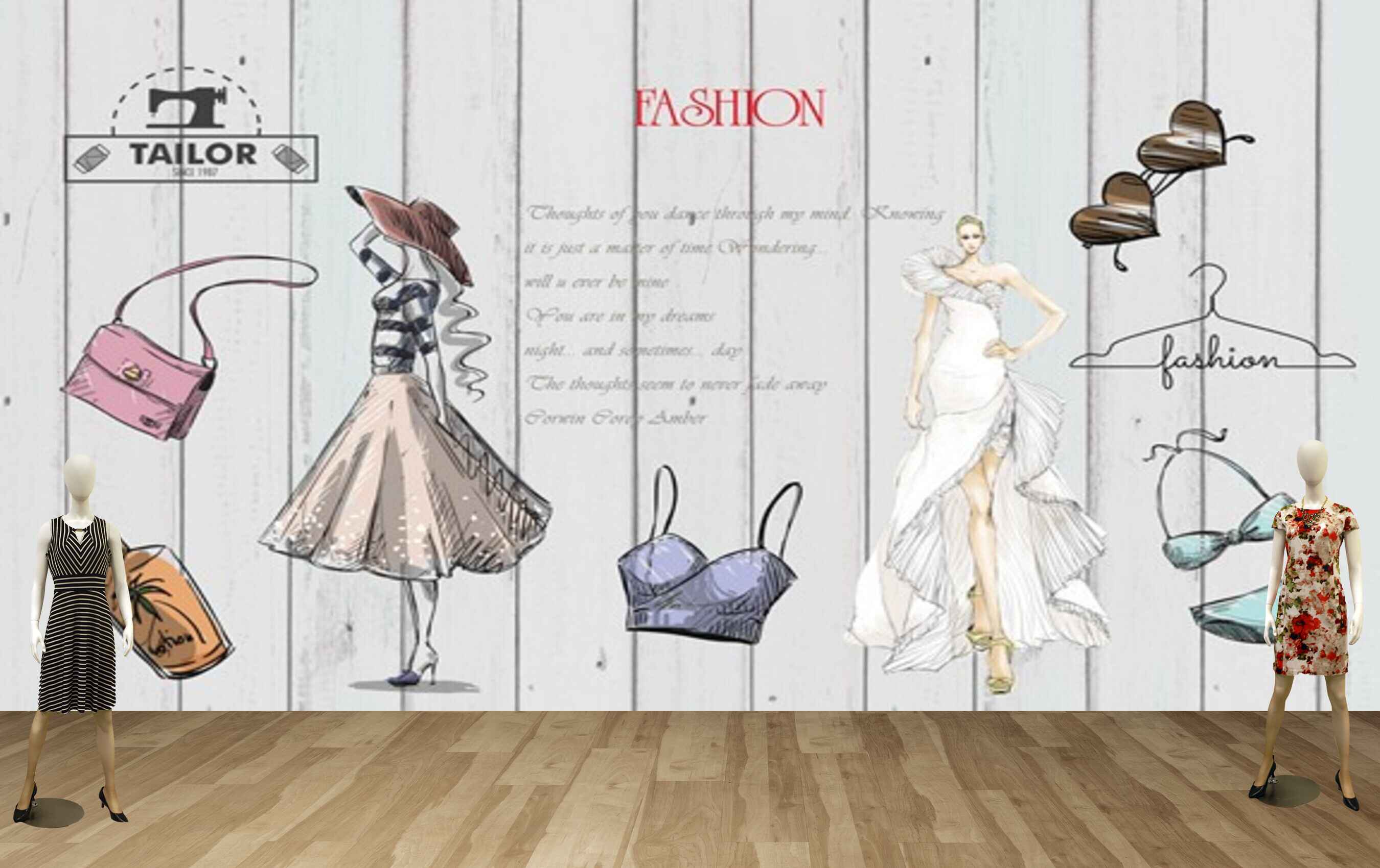 Avikalp MWZ3580 Fashion Girls Items Tailor HD Wallpaper for Fashion Boutique