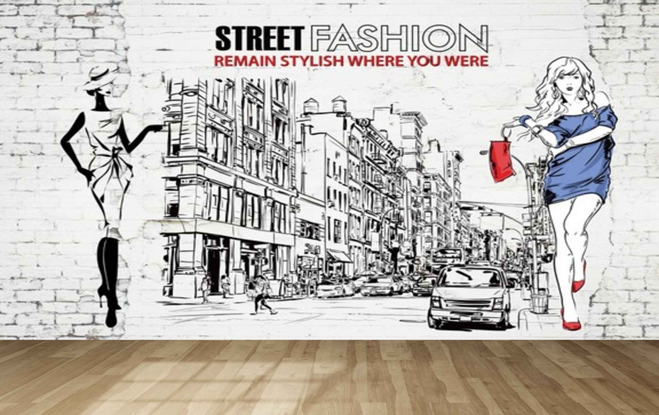Avikalp MWZ3584 Street Shoppings Girls Fashion HD Wallpaper for Fashion Boutique