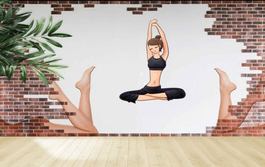 Avikalp MWZ3589 Yoga Steps Bricks Leaves HD Wallpaper for Gym Fitness