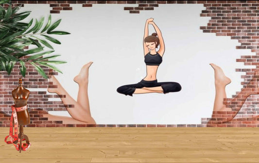 Avikalp MWZ3589 Yoga Steps Bricks Leaves HD Wallpaper for Gym Fitness