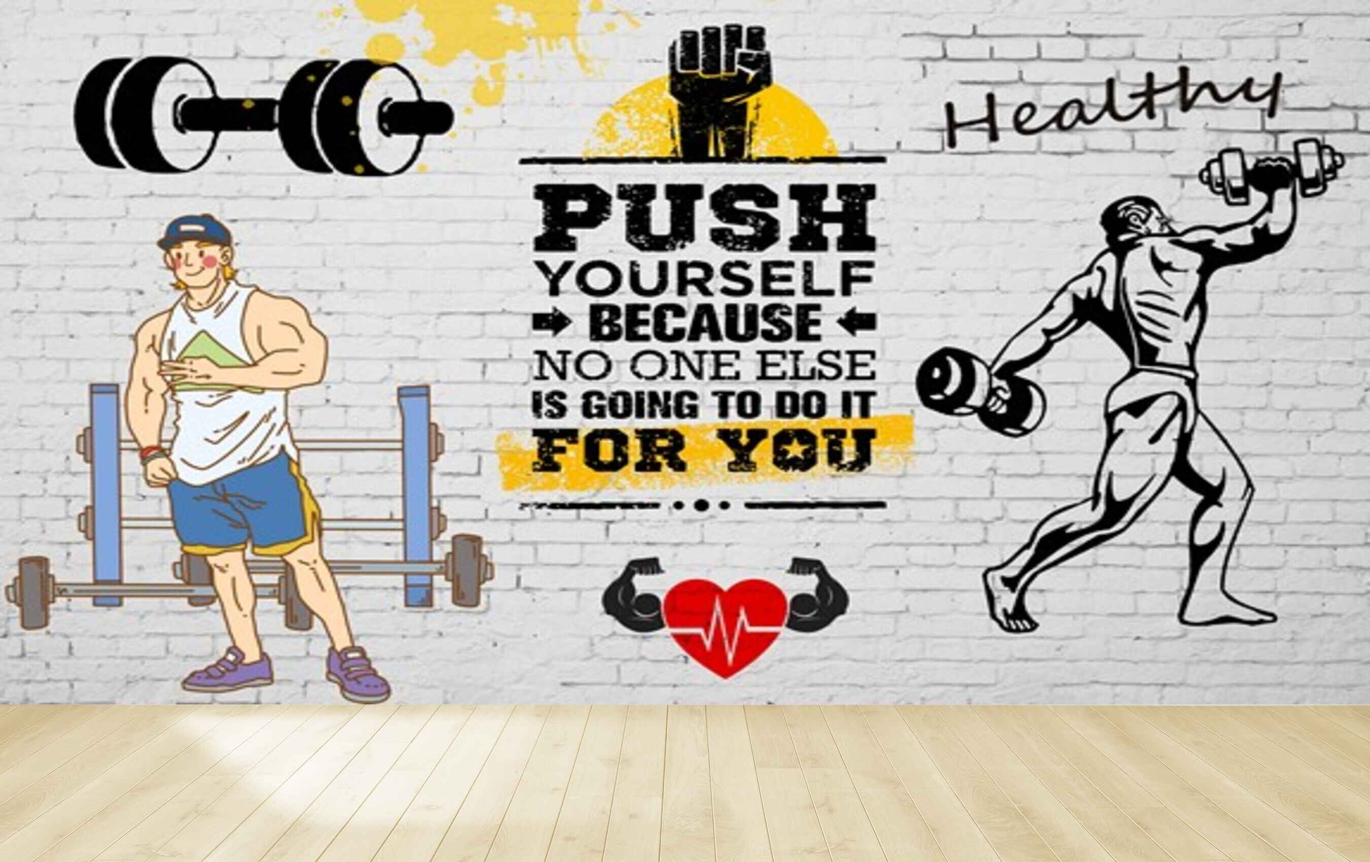 Avikalp MWZ3591 Gym Equipments Healthy Body HD Wallpaper for Gym Fitness