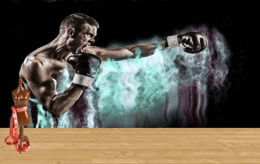 Avikalp MWZ3592 Men Boxing Smoky Falls HD Wallpaper for Gym Fitness