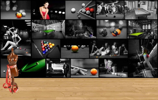 Avikalp MWZ3595 Tables Billiads Girls Playing HD Wallpaper for Gym Fitness