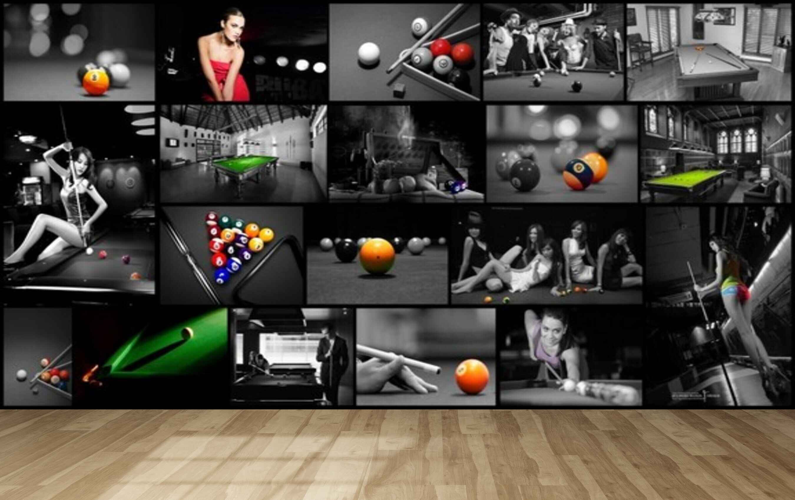 Avikalp MWZ3595 Tables Billiads Girls Playing HD Wallpaper for Gym Fitness