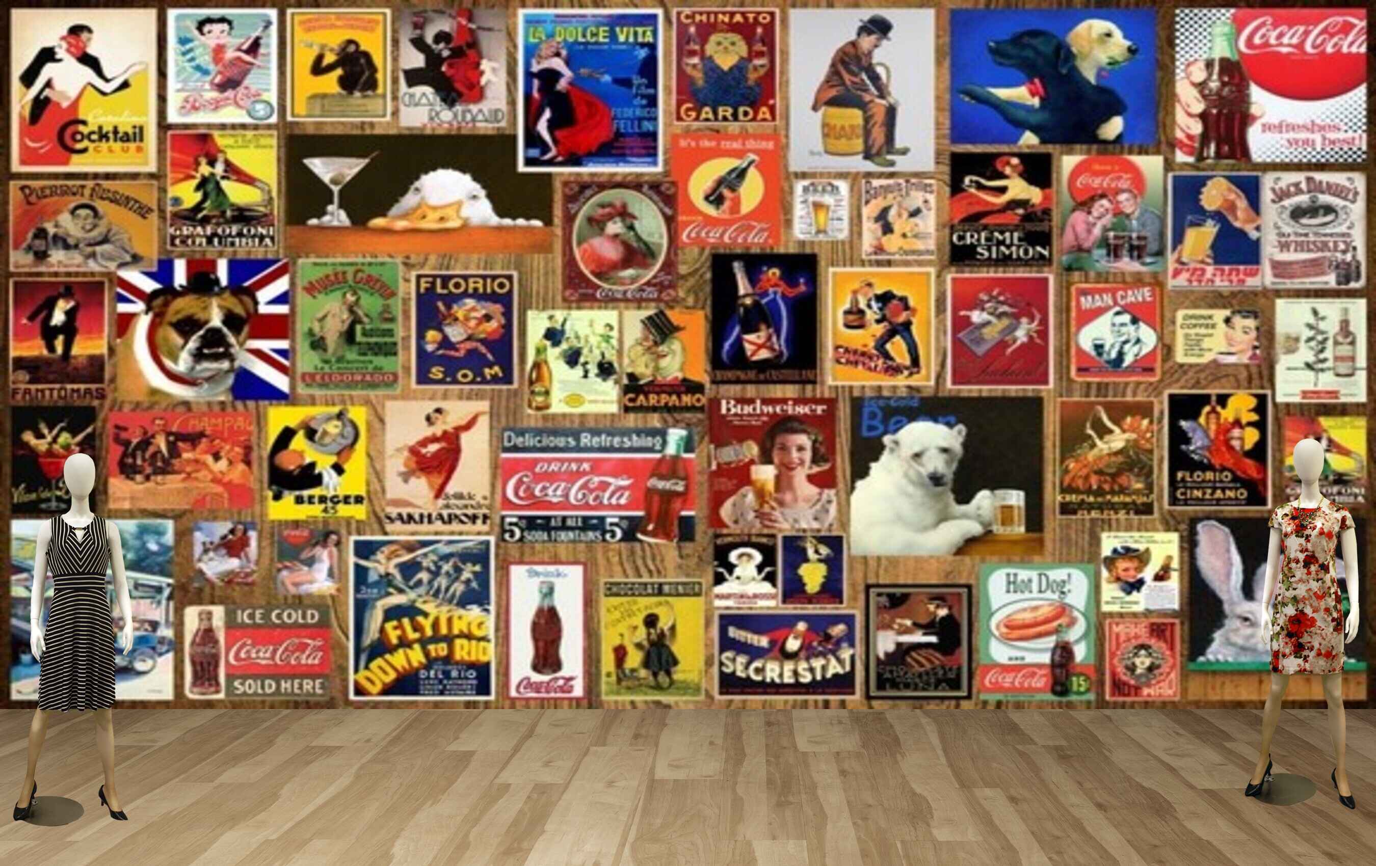 Avikalp MWZ3603 Cococola Dogs animals Persons Photo Frames HD Wallpaper for Gym Fitness